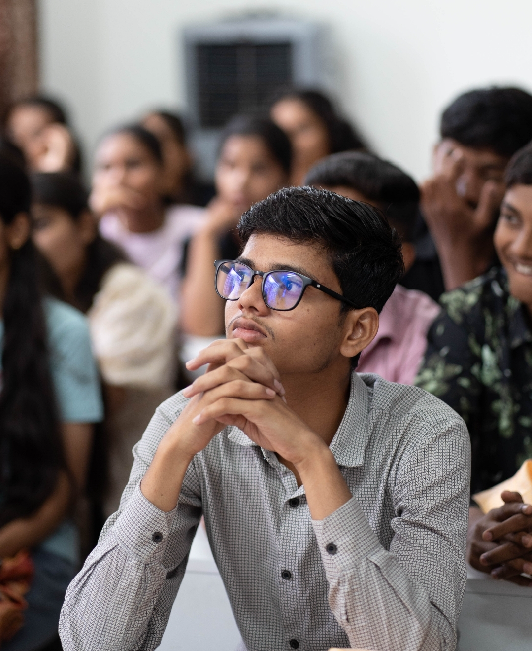 Students collaborating in a modern setting